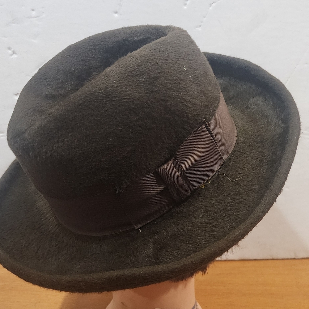 Stylish Dark Brown Fedora Hat Grand Beaver By Henri Henri Size 6 3/4